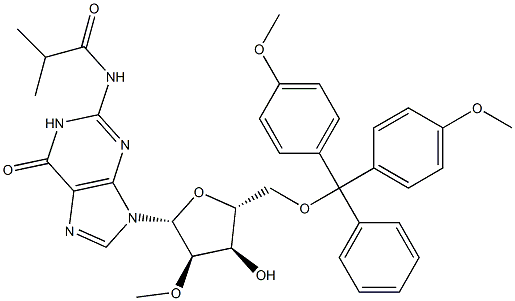 5'-O-DMT-N2-Isobutyryl-2'-O-methyl-D-guanosine Struktur