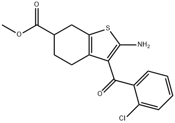 BENZO[B]THIOPHENE-6-CARBOXYLIC ACID, 2-AMINO-3-(2-CHLOROBENZOYL)-4,5,6,7-TETRAHYDRO-, METHYL ESTER Struktur