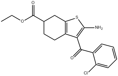 BENZO[B]THIOPHENE-6-CARBOXYLIC ACID, 2-AMINO-3-(2-CHLOROBENZOYL)-4,5,6,7-TETRAHYDRO-, ETHYL ESTER Struktur