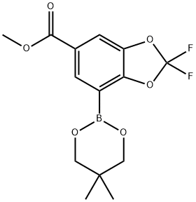 Methyl2,2-difluoro-7-(4,4,5,5-tetramethyl-1,3,2-dioxaborolan-2-yl)benzo[d][1,3]dioxole-5-carboxylate Struktur