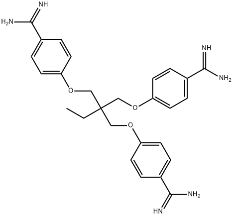 1,3-bis(4-amidinophenoxy)-2-(4-amidinophenoxymethyl)ethylpropane Struktur