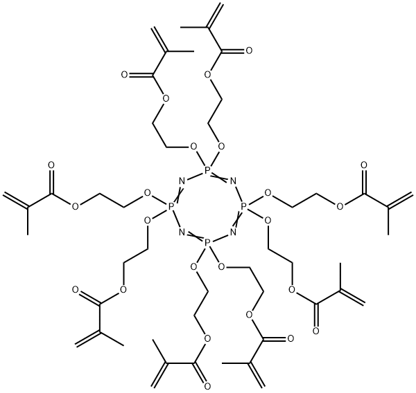 2,2,4,4,6,6,8,8-Octahydro-2,2,4,4,6,6,8,8-octakis[2-[(2-methyl-1-oxo-2-propenyl)oxy]ethoxy]-1,3,5,7,2,4,6,8-tetraazatetraphosphocine Struktur