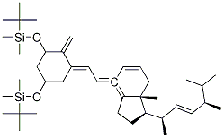 ((1R,3R,E)-5-((E)-2-((1R,3aS,7aR)-1-((2R,5R,E)-5,6-diMethylhept-3-en-2-yl)-7a-Methyldihydro-1H-inden-4(2H,5H,6H,7H,7aH)-ylidene)ethylidene)-4-Methylenecyclohexane-1,3-diyl)bis(oxy)bis(tert-butyldiMethylsilane) Struktur