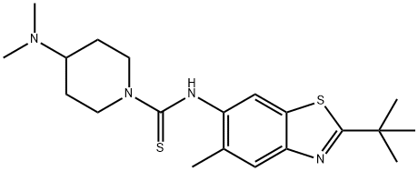 2-tert-Butyl-5-methyl-6-[4-(dimethylamino)piperidino(thiocarbonyl)amino]benzothiazole Struktur