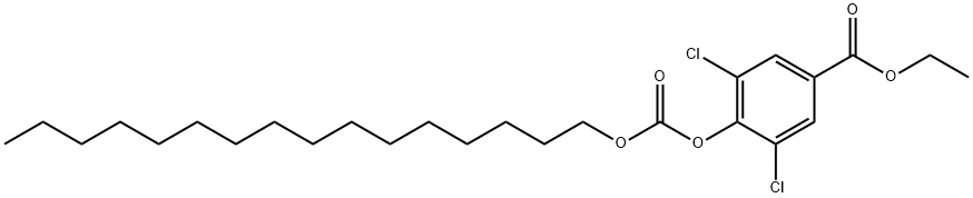 3,5-Dichloro-4-(hexadecyloxycarbonyloxy)benzoic acid ethyl ester Struktur