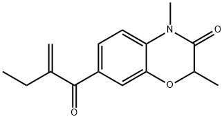 2,4-dimethyl-7-(2-methylene-1-oxobutyl)-2H-1,4-benzoxazin-3(4H)-one Struktur