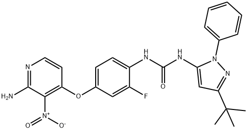 1-(4-(2-amino-3-nitropyridin-4-yloxy)-2-fluorophenyl)-3-(3-tert-butyl-1-phenyl-1H-pyrazol-5-yl)urea Struktur