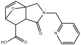 4-oxo-3-(pyridin-2-ylmethyl)-10-oxa-3-azatricyclo[5.2.1.0~1,5~]dec-8-ene-6-carboxylic acid(SALTDATA: FREE) Struktur