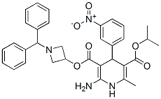 2-Amino-6-methyl-4-(3-nitrophenyl)-1,4-dihydro-3,5-pyridinedicarboxylic acid 3-[1-(diphenylmethyl)azetidin-3-yl]5-isopropyl ester Struktur