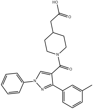 (1-{[3-(3-methylphenyl)-1-phenyl-1H-pyrazol-4-yl]carbonyl}piperidin-4-yl)acetic acid Struktur