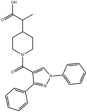 2-{1-[(1,3-diphenyl-1H-pyrazol-4-yl)carbonyl]piperidin-4-yl}propanoic acid Struktur