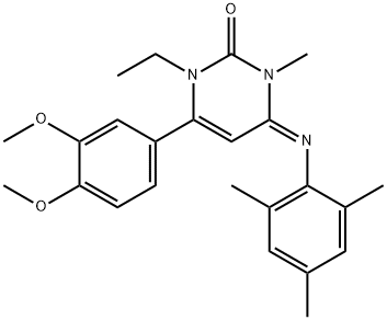 6-(3,4-Dimethoxyphenyl)-1-ethyl-3,4-dihydro-3-methyl-4-[(Z)-(2,4,6-trimethylphenyl)imino]-2(1H)-pyrimidinone Struktur