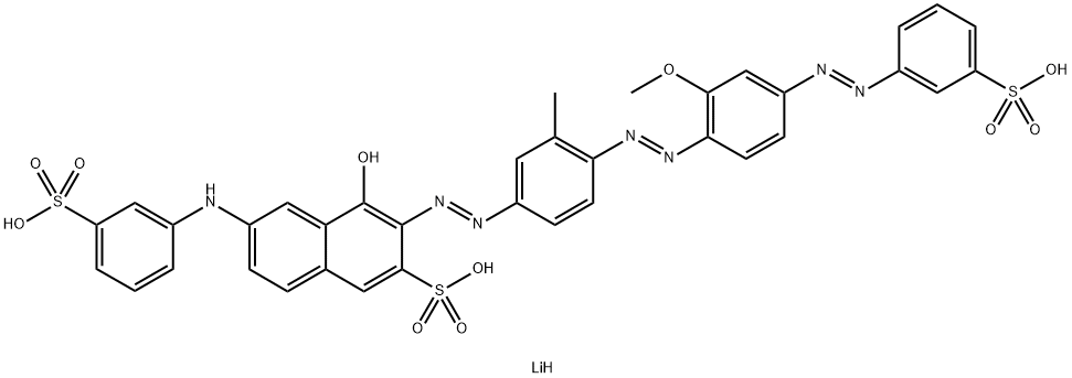 trilithium-1-hydroxy-7-(3-sulfonatoanilino)-2-(3-methyl-4-(2-methoxy-4-(3-sulfonatophenylazo)phenylazo)phenylazo)naphthalene-3-sulfonate Struktur