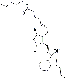 9-fluoro-15-cyclohexyl-11,15-dihydroxypentanor-5,13-prostadienoic acid Struktur