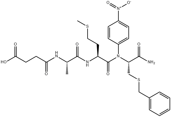 N-succinyl-alanyl-methionyl-S-benzylcysteine-4-nitroanilide Struktur