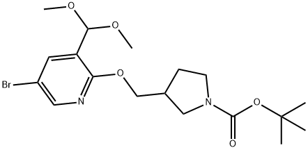 tert-Butyl 3-((5-bromo-3-(dimethoxymethyl)pyridin-2-yloxy)methyl)pyrrolidine-1-carboxylate Struktur