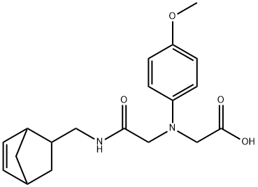 [{2-[(bicyclo[2.2.1]hept-5-en-2-ylmethyl)amino]-2-oxoethyl}(4-methoxyphenyl)amino]acetic acid Struktur