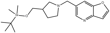 6-((3-((tert-Butyldimethylsilyloxy)methyl)-pyrrolidin-1-yl)methyl)furo[3,2-b]pyridine Struktur