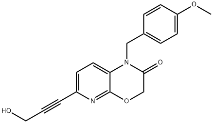 6-(3-Hydroxyprop-1-yn-1-yl)-1-(4-Methoxybenzyl)-1H-pyrido[2,3-b][1,4]oxazin-2(3H)-one Struktur