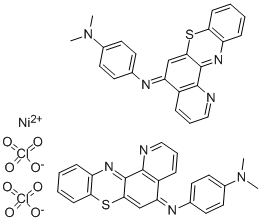 BIS(N,N-DIMETHYL-N'-5H-PYRIDO[2,3-A]PHENOTHIAZIN-5-YLIDENE-1,4-PHENYLENEDIAMINE)NICKEL(II) DIPERCHLORATE Struktur