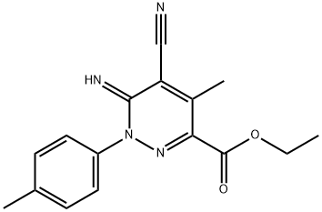 ETHYL 5-CYANO-6-IMINO-4-METHYL-1-(4-METHYLPHENYL)-1,6-DIHYDROPYRIDAZINE-3-CARBOXYLATE Struktur