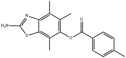 Benzoic  acid,  4-methyl-,  2-amino-4,5,7-trimethyl-6-benzothiazolyl  ester Struktur