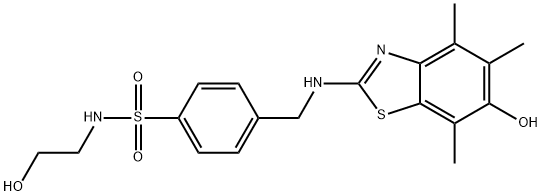 Benzenesulfonamide,  N-(2-hydroxyethyl)-4-[[(6-hydroxy-4,5,7-trimethyl-2-benzothiazolyl)amino]methyl]- Struktur