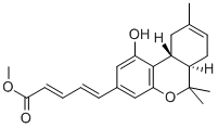 [6AR-[3(2E,4E),6AALPHA,10ABETA]]-5-(6A,7,10,10A-TETRAHYDRO-1-HYDROXY-6,6,9-TRIMETHYL-6H-DIBENZO[B,C]PYRAN-3-YL)-2,4-PENTADIENOIC ACID METHYL ESTER Struktur