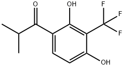 1-(2,4-dihydroxy-3-(trifluoromethyl)phenyl)-2-methylpropan-1-one Struktur