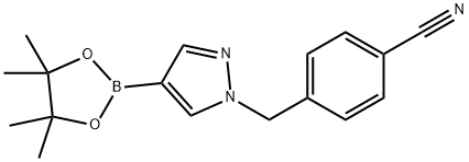 4-((4-(4,4,5,5-tetramethyl-1,3,2-dioxaborolan-2-yl)-1H-pyrazol-1-yl)methyl)benzonitrile Struktur