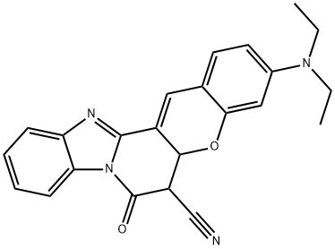 3-(Diethylamino)-5a,6-dihydro-7-oxo-7H-[1]benzopyrano[3',2':3,4]pyrido[1,2-a]benzimidazole-6-carbonitrile Struktur