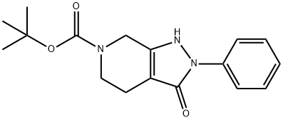 6H-Pyrazolo[3,4-c]pyridine-6-carboxylic acid, 1,2,3,4,5,7-hexahydro-3-oxo-2-phenyl-, 1,1-diMethylethyl ester Struktur