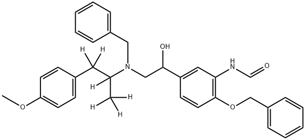 RAC-N-BENZYL-N-[2-HYDROXYL-2-(4-BENZYLOXY-3-FORMAMIDOPHENYL)-ETHYL]-3-(4-METHOXYPHENYL)-2-PROPYLAMINE-D6 Struktur