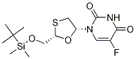 cis-5-Fluoro-1-[2-[[[(1,1-dimethylethyl)dimethylsilyl]oxy]methyl]-1,3-oxathiolan-5-yl]-2,4(1H,3H)-pyrimidinedione Struktur