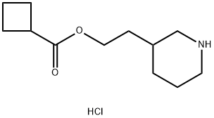 2-(3-Piperidinyl)ethyl cyclobutanecarboxylatehydrochloride Struktur