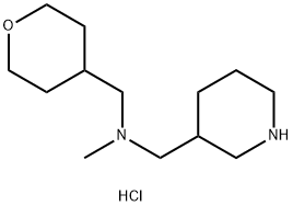 N-Methyl(3-piperidinyl)-N-(tetrahydro-2H-pyran-4-ylmethyl)methanamine dihydrochloride Struktur