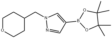 1-[(tetrahydro-2H-pyran-4-yl)methyl]-4-(4,4,5,5-tetramethyl-1,3,2-dioxaborolan-2-yl)-1H-pyrazole Struktur