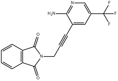 2-{3-[2-Amino-5-(trifluoromethyl)-3-pyridinyl]-2-propynyl}-1H-isoindole-1,3(2H)-dione Struktur