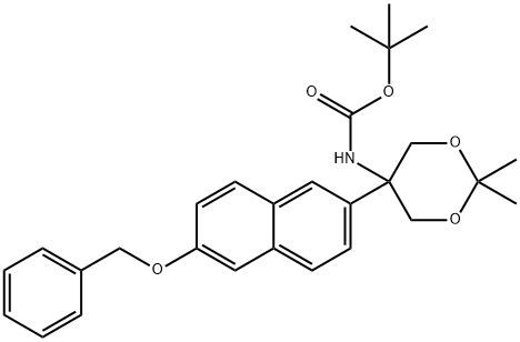 tert-Butyl (5-(6-(benzyloxy)naphthalen-2-yl)-2,2-diMethyl-1,3-dioxan-5-yl)carbaMate Struktur