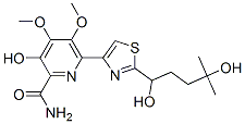 (-)-6-[2-(1,4-Dihydroxy-4-methylpentyl)-4-thiazolyl]-3-hydroxy-4,5-dimethoxy-2-pyridinecarboxamide Struktur