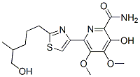 (-)-3-Hydroxy-6-[2-(5-hydroxy-4-methylpentyl)-4-thiazolyl]-4,5-dimethoxy-2-pyridinecarboxamide Struktur