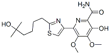 3-Hydroxy-6-[2-(5-hydroxy-5-methylhexyl)-4-thiazolyl]-4,5-dimethoxy-2-pyridinecarboxamide Struktur