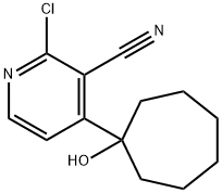 2-chloro-4-(1-hydroxy-cycloheptyl)-nicotinonitrile Struktur