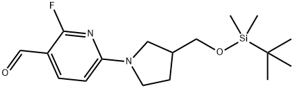 6-(3-((tert-Butyldimethylsilyloxy)methyl)-pyrrolidin-1-yl)-2-fluoronicotinaldehyde Struktur