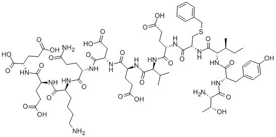 H-THR-TYR-ILE-CYS(BZL)-GLU-VAL-GLU-ASP-GLN-LYS-GLU-GLU-OH Struktur