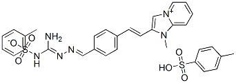 2-[[4-[2-(7-methyl-7-aza-1-azoniabicyclo[4.3.0]nona-1,3,5,8-tetraen-8- yl)ethenyl]phenyl]methylideneamino]guanidine, 4-methylbenzenesulfonate , 4-methylbenzenesulfonic acid Struktur