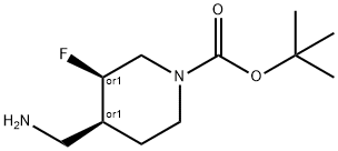 1-Piperidinecarboxylic acid, 4-(aMinoMethyl)-3-fluoro-, 1,1-diMethylethyl ester, (3R,4S)-rel, 1237526-35-0, 結(jié)構(gòu)式