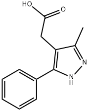 (5-methyl-3-phenyl-1H-pyrazol-4-yl)acetic acid(SALTDATA: FREE) Struktur