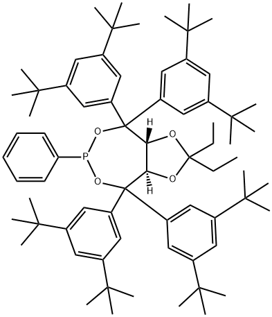 (3aR,8aR)-4,4,8,8-tetrakis(3,5-di-tert-butylphenyl)-2,2-diethyl-6-phenyltetrahydro-[1,3]dioxolo[4,5-e][1,3,2]dioxaphosphepine Struktur