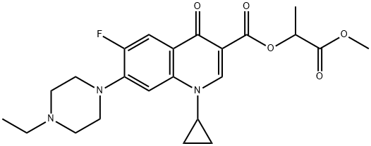 3-Quinolinecarboxylic acid, 1-cyclopropyl-7-(4-ethyl-1-piperazinyl)-6-fluoro-1,4-dihydro-4-oxo-, 2-Methoxy-1-Methyl-2-oxoethyl ester Struktur